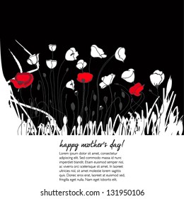 Vector illustration of beautiful hand drawn floral romantic poppies background