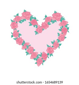 Ilustración vectorial de hermosas flores dibujadas a mano y plantas en el corazón. Lo mejor para San Valentín