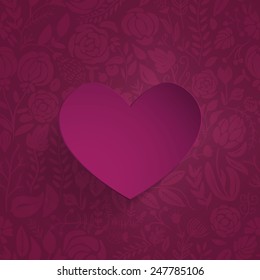 Vector illustration of beautiful hand drawn flowers and plants with heart-shaped banners. The best for Valentines's Day, Wedding and Birthday design.