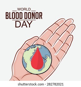 Vector illustration of Beautiful hand holding with a Blood Drop for World Blood Donor Day.