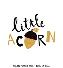 vector illustration, beautiful hand lettering with acorn image