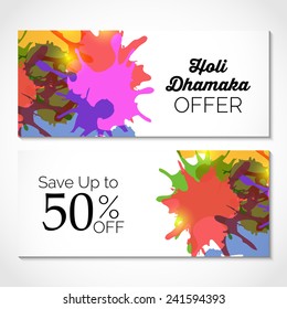 Vector illustration of beautiful header or banner set design with shiny colours splash.