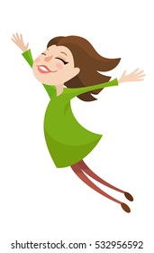 Vector illustration beautiful healthy happy woman character 