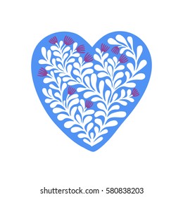 Vector illustration of beautiful heart with flowers. The best card for Valentines's Day, Wedding and Birthday design.
