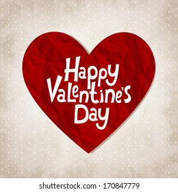 Vector illustration with a beautiful heart on beige background vintage