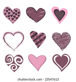 Vector illustration of beautiful hearts icon set. Ideal for Valentine Cards decoration.