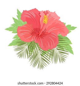 Vector illustration with beautiful hibiscus