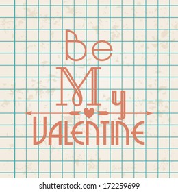 Vector illustration of beautiful hipster romantic Valentine's Day card with typography