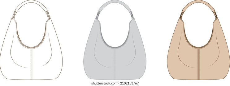 Vector illustration of a beautiful Hobo Bag in beige color