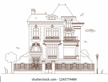 Vector illustration of a beautiful house, EPS 10 file