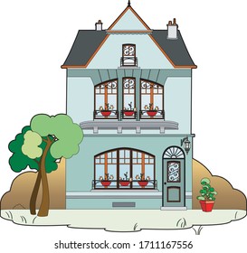 Ilustración vectorial de una hermosa casa, archivo EPS 10