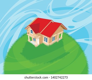Vector illustration of a beautiful house outside