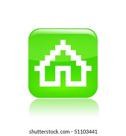 Vector illustration of a beautiful icon isolated in a modern style with a reflection effect depicting a pixel home