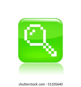 Vector illustration of a beautiful icon isolated in a modern style with a reflection effect depicting a pixel magnifying glass for zoom