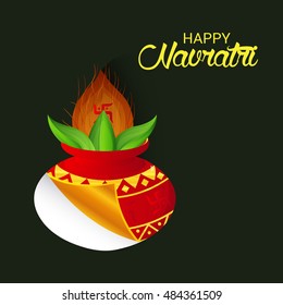Vector illustration of a beautiful kalash for Happy Navratri festival background.