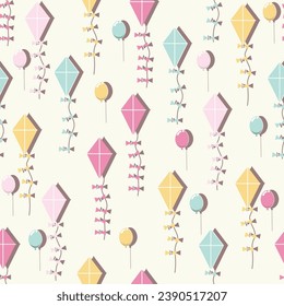 vector illustration of beautiful kite seamless pattern background