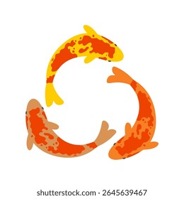 Vector illustration of beautiful koi fish in minimalist and flat style isolated on white