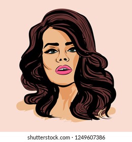 Vector illustration of beautiful lady face