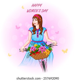 vector illustration of beautiful lady in Happy Women's Day
