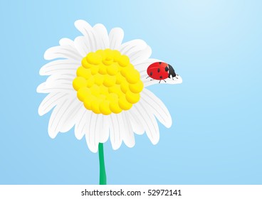 Vektorgrafik eines schönen Ladybugs auf zartem Kamille