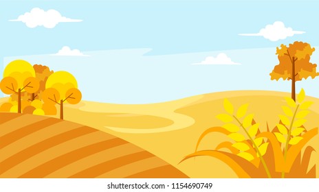 Vector illustration of beautiful landscape with blue sky at summer season