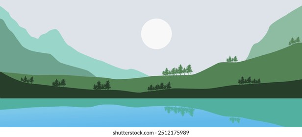 Vector illustration. Beautiful landscape. Pleasant shades of the illustration. Modern style. Suitable for screensaver.