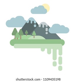 Vector Illustration with beautiful landscape of woods and mountains