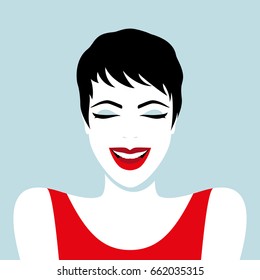 Vector illustration of beautiful laughing woman