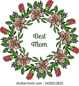 Vector illustration beautiful leaf flower frame for banner of best mom