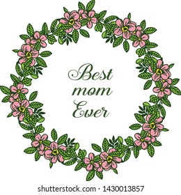 Vector illustration beautiful leaf flower frame for banner of best mom