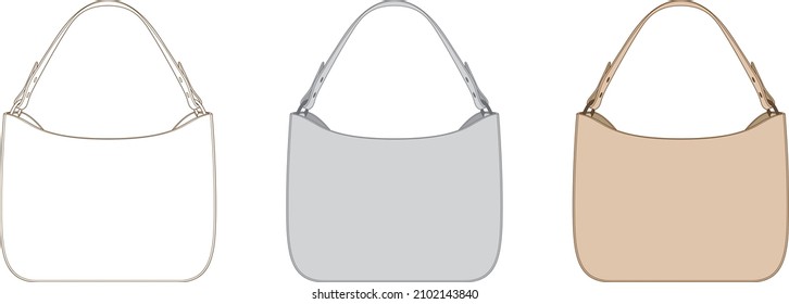 Vector illustration of a beautiful Leather Hobo Bag in beige color