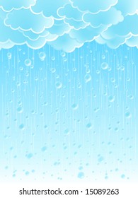 Vector illustration of a beautiful light summer shower rainy weather background.