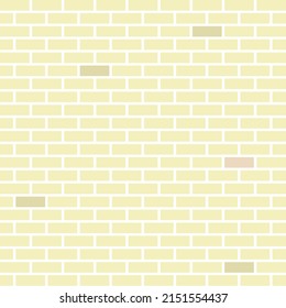 Vector illustration of a beautiful light yellow brick wall that alternates between light yellow and light brown. for background