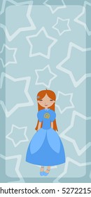 Vector Illustration of beautiful little girl on the stars background