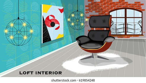 vector illustration with a beautiful loft interior