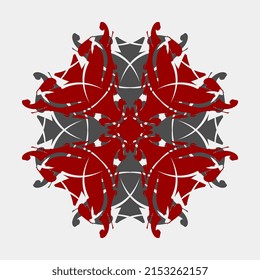 Vektorgrafik einer schönen Mandala wie eine blühende Blume in roter blauer Farbkombination für die Keramik- oder Stoffdekoration