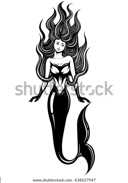 Vector Illustration Beautiful Mermaid Long Hair Stock Vector Royalty Free 638627947