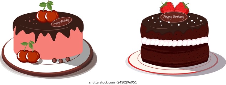 Vector illustration of beautiful modern cakes