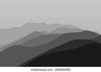 Ilustración vectorial de un hermoso paisaje montañoso. adecuado para carteles, decoraciones de pared y similares