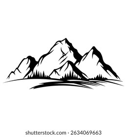 Vector illustration of beautiful mountain landscape with forest.