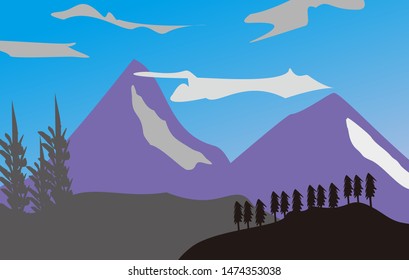 Vector Illustration of Beautiful Mountains