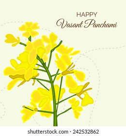 Vector illustration of beautiful mustard flower bcakground for Vasant Panchami.