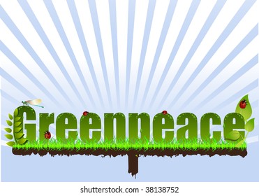 Vector Illustration of beautiful nature background decorated with ladybirds and dragonfly.