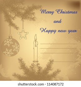 Vector illustration of beautiful old Christmas card