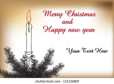 Vector illustration of beautiful old Christmas card