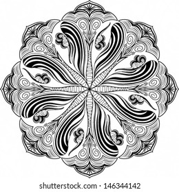 Vector illustration of beautiful ornamental round floral pattern on white background