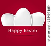 Vector illustration of beautiful paper Easter eggs on red background