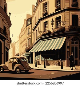 vector illustration of beautiful paris streets