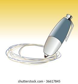 Vector Illustration of beautiful pen painting colorful lines/circles.