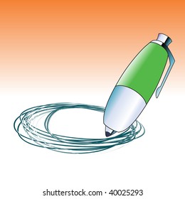 Vector Illustration of beautiful pen painting colorful lines/circles.